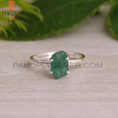 Emerald Rough 925 Sterling Silver Ring