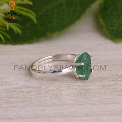 Emerald Rough 925 Sterling Silver Ring