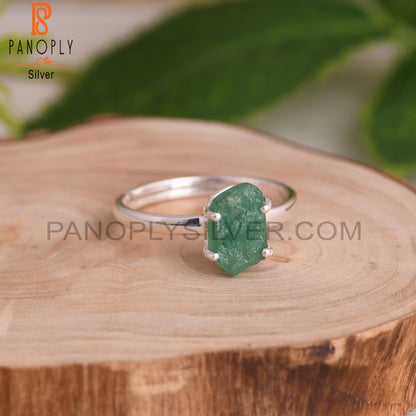 Emerald Rough 925 Sterling Silver Ring