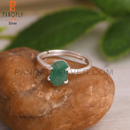 Emerald Rough 925 Sterling Silver Ring