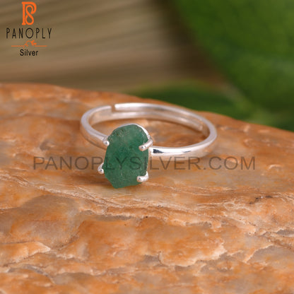 Emerald Rough 925 Sterling Silver Ring