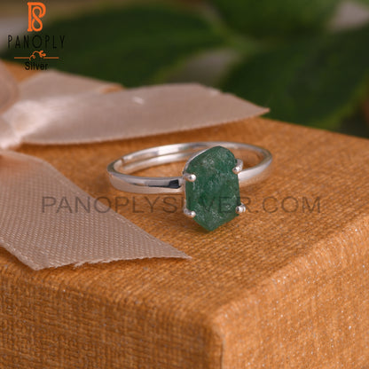 Emerald Rough 925 Sterling Silver Ring