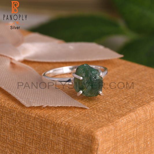 Emerald Rough 925 Sterling Silver Green Stone Ring