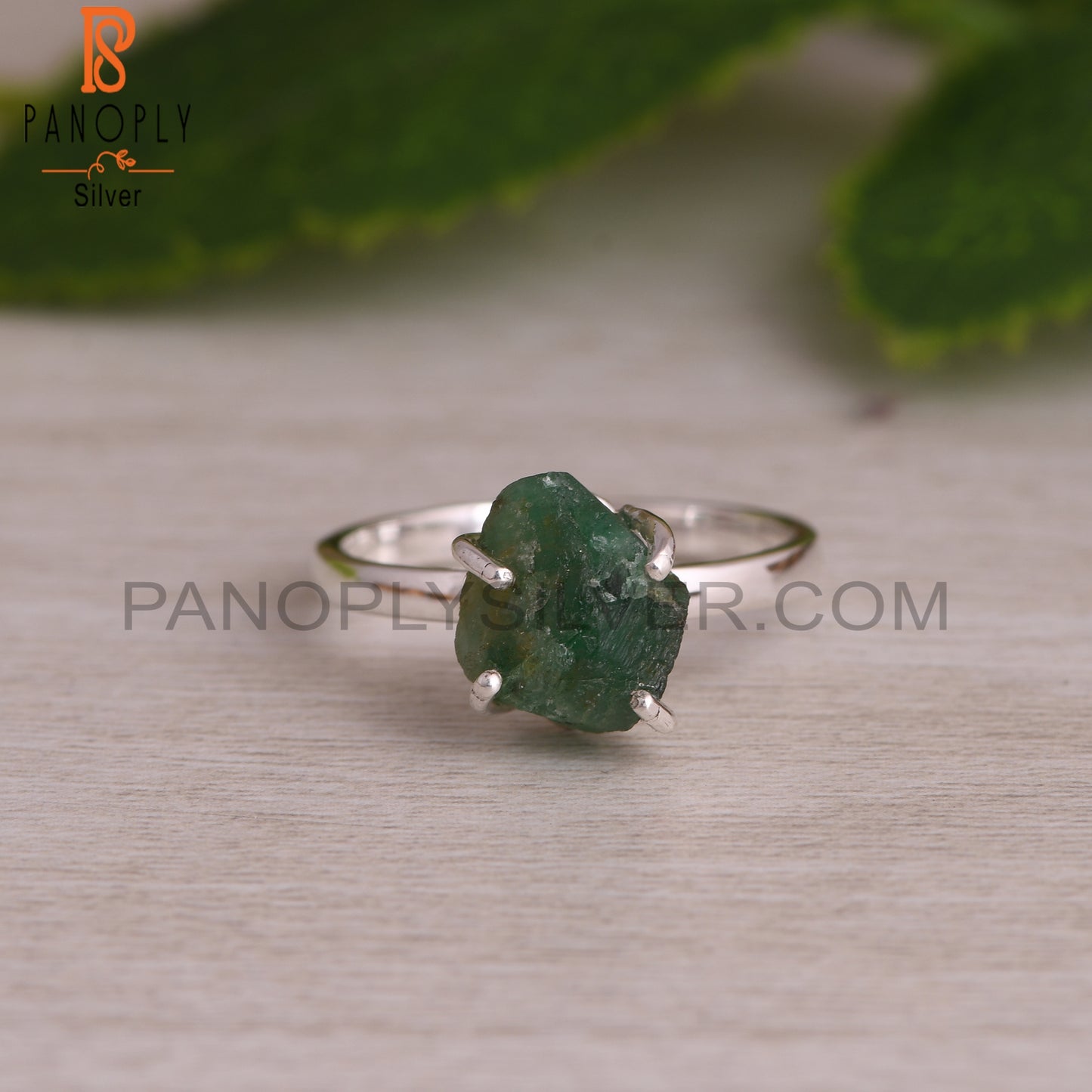 Emerald Rough 925 Sterling Silver Green Stone Ring