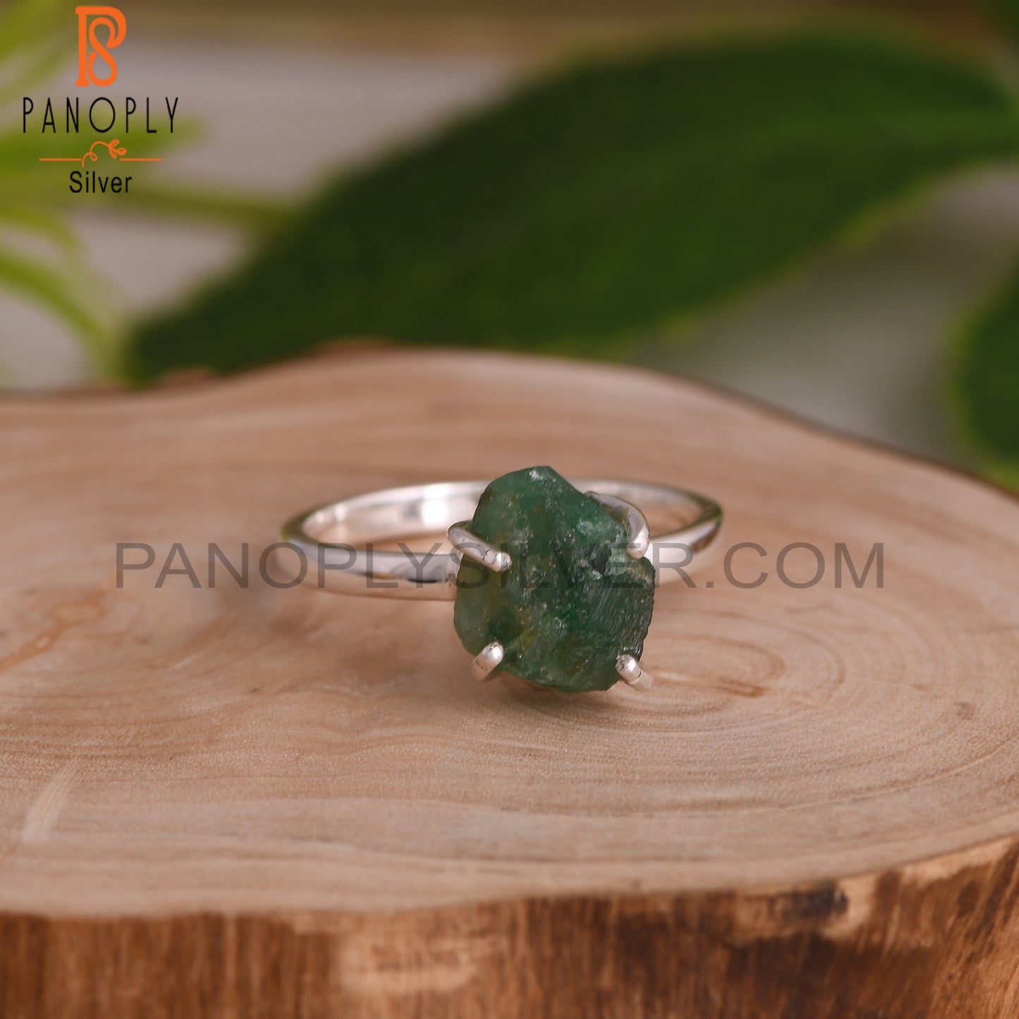 Emerald Rough 925 Sterling Silver Green Stone Ring