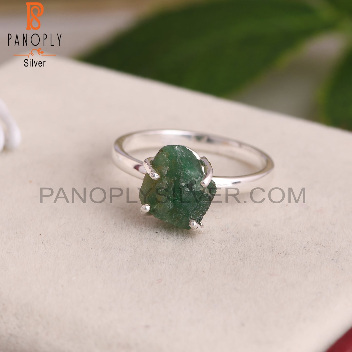 Emerald Rough 925 Sterling Silver Green Stone Ring