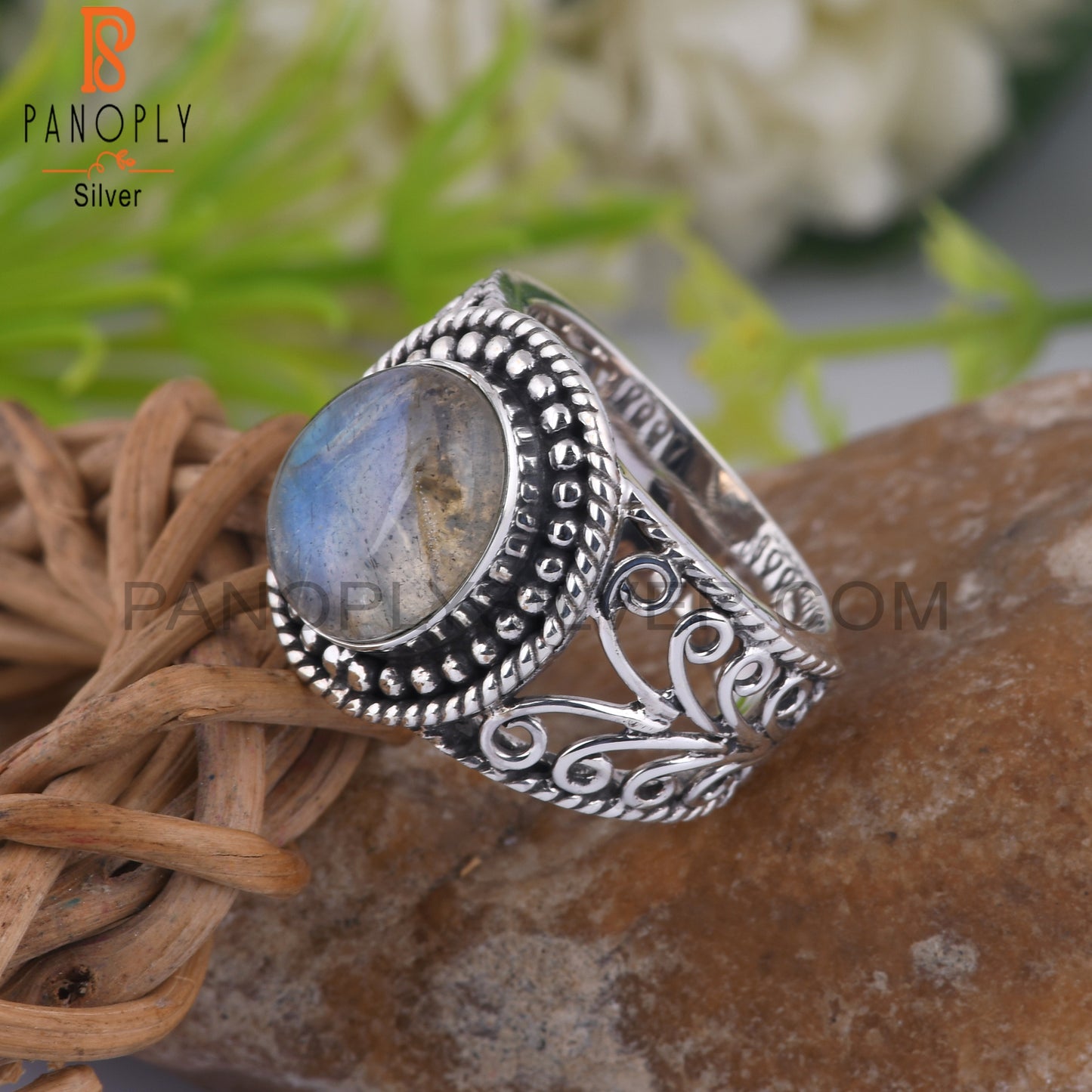 Doublet Labradorite Oval Shape 925 Sterling Silver Ring