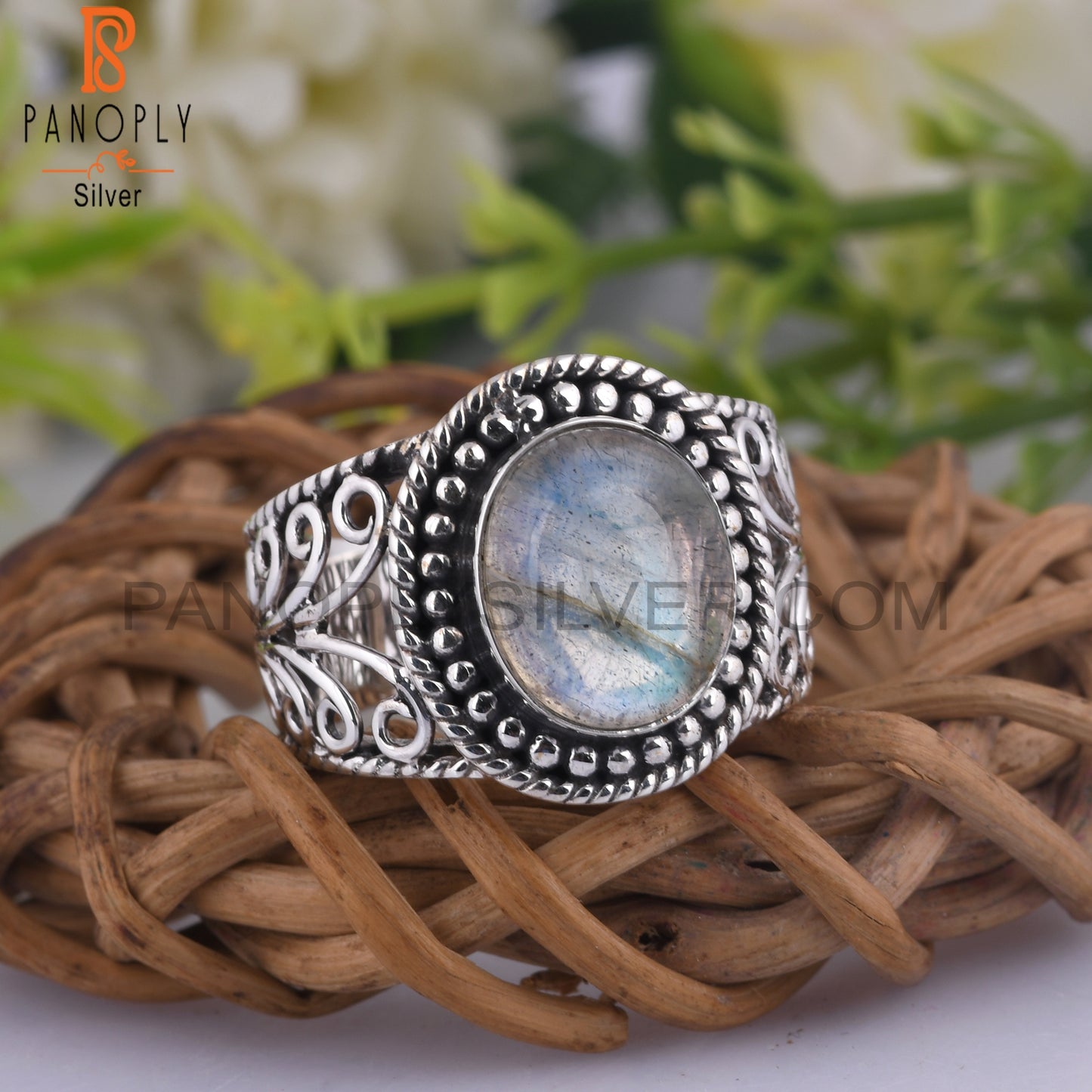 Doublet Labradorite Oval Shape 925 Sterling Silver Ring