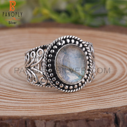 Doublet Labradorite Oval Shape 925 Sterling Silver Ring