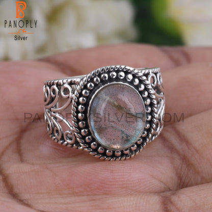 Doublet Labradorite Oval Shape 925 Sterling Silver Ring
