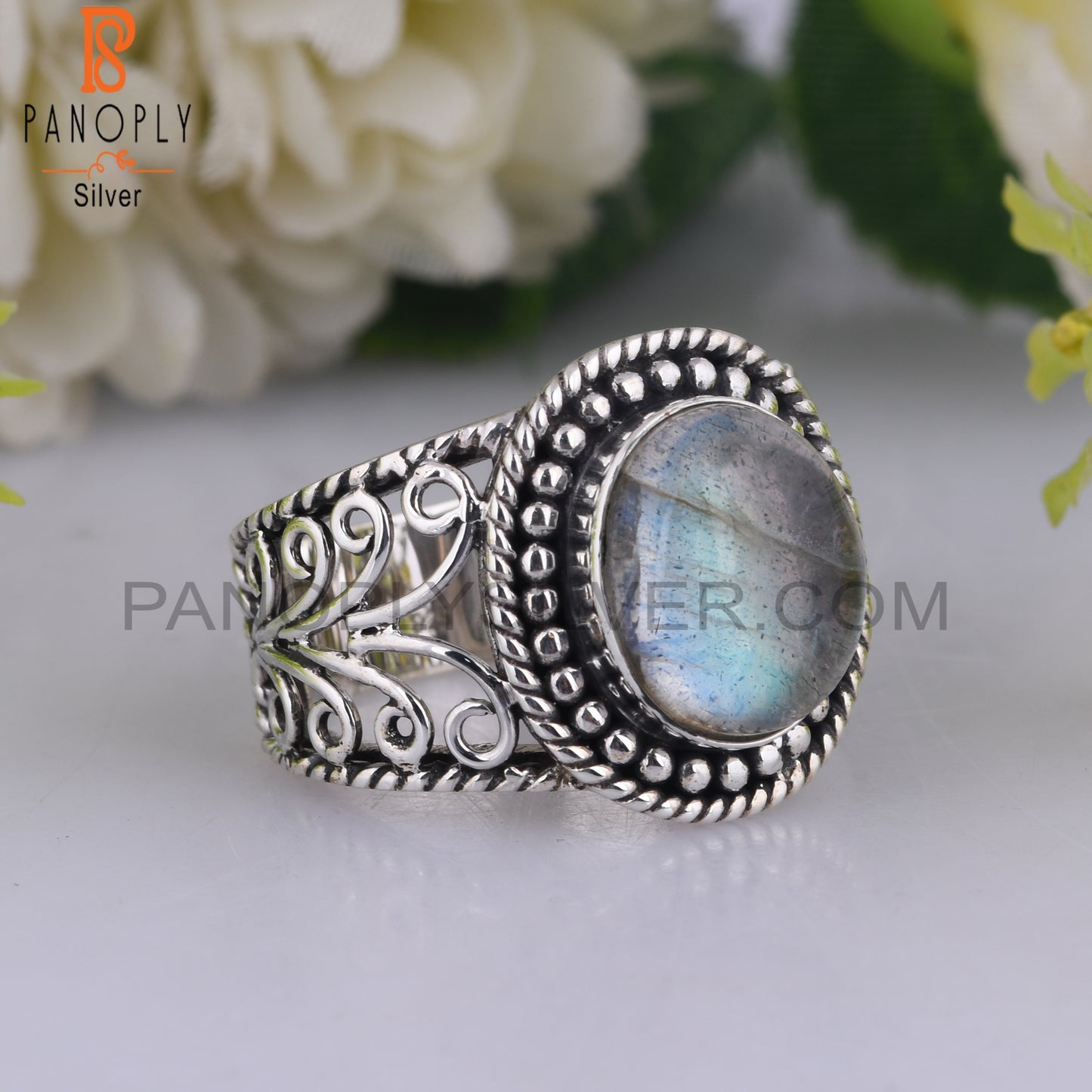 Doublet Labradorite Oval Shape 925 Sterling Silver Ring