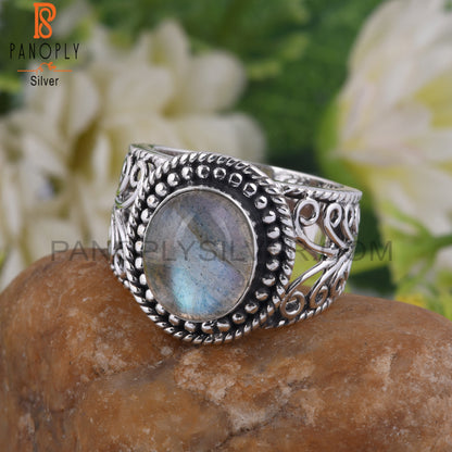 Doublet Labradorite Oval Shape 925 Sterling Silver Ring