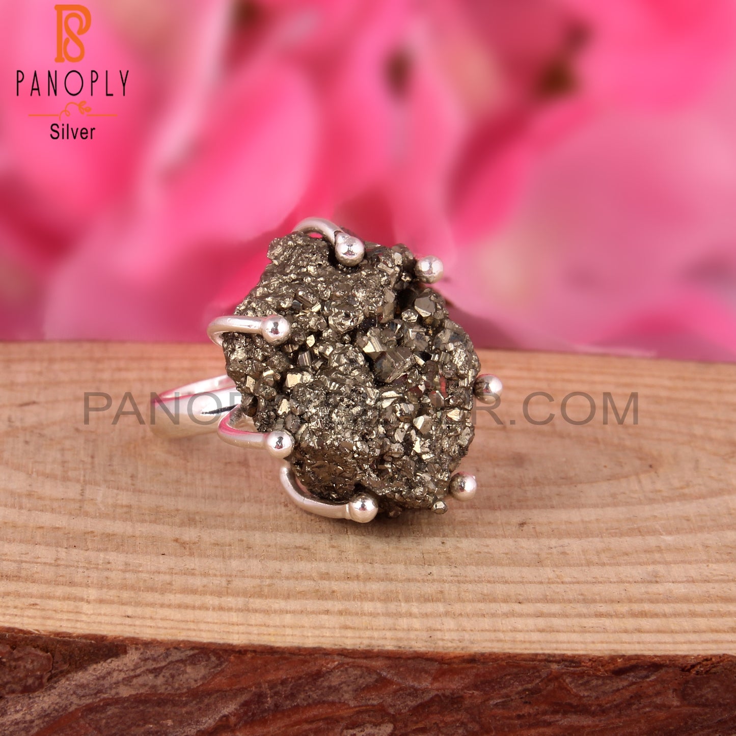 Pyrite 925 Sterling Silver Crown Ring