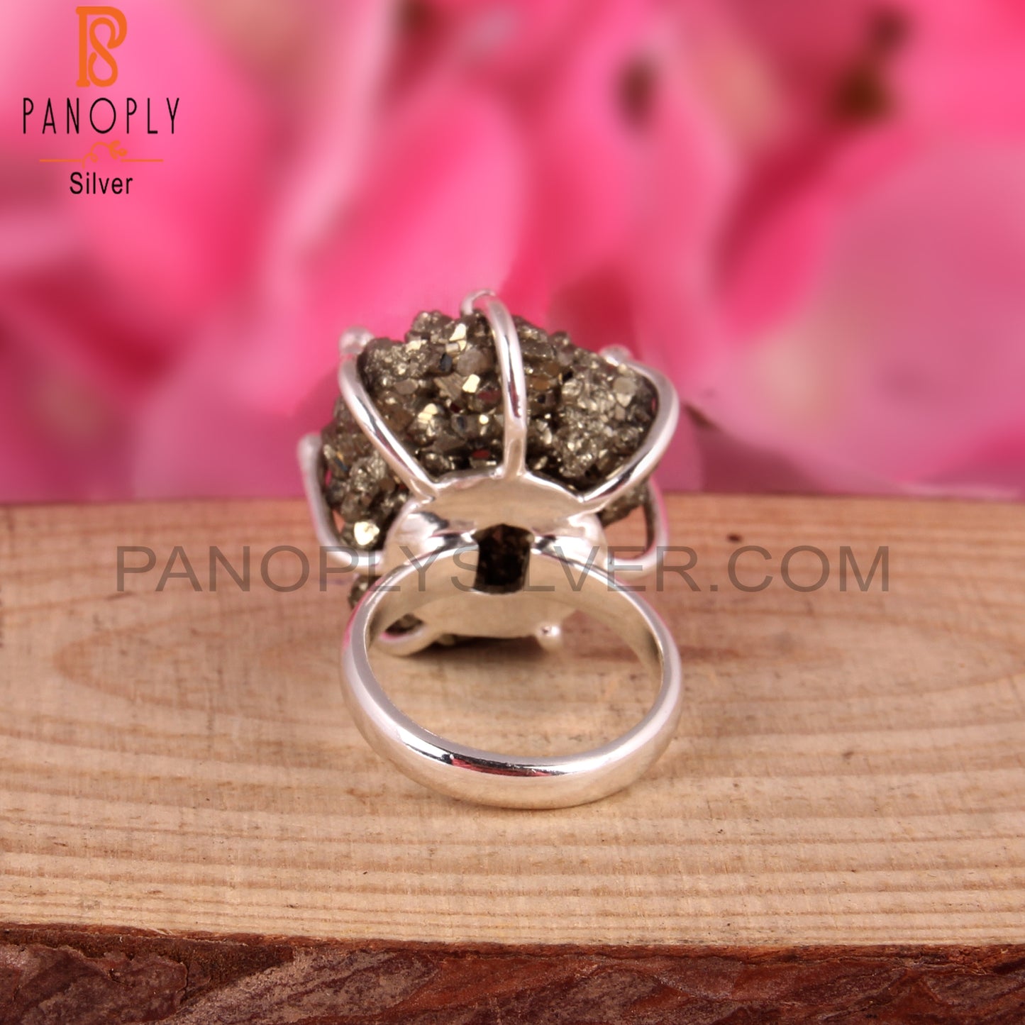 Pyrite 925 Sterling Silver Crown Ring