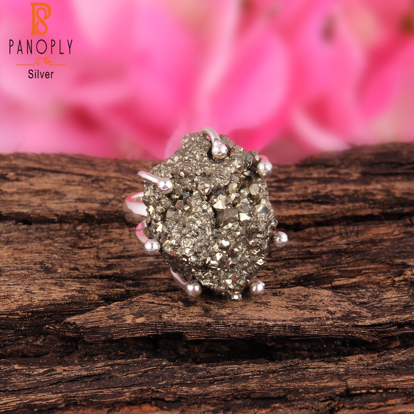 Pyrite 925 Sterling Silver Crown Ring