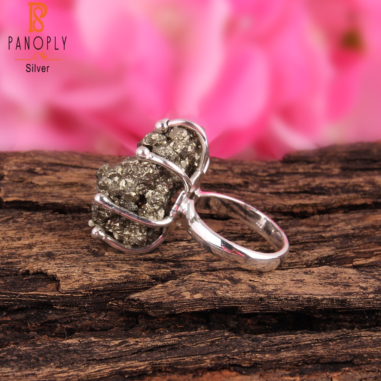 Pyrite 925 Sterling Silver Crown Ring