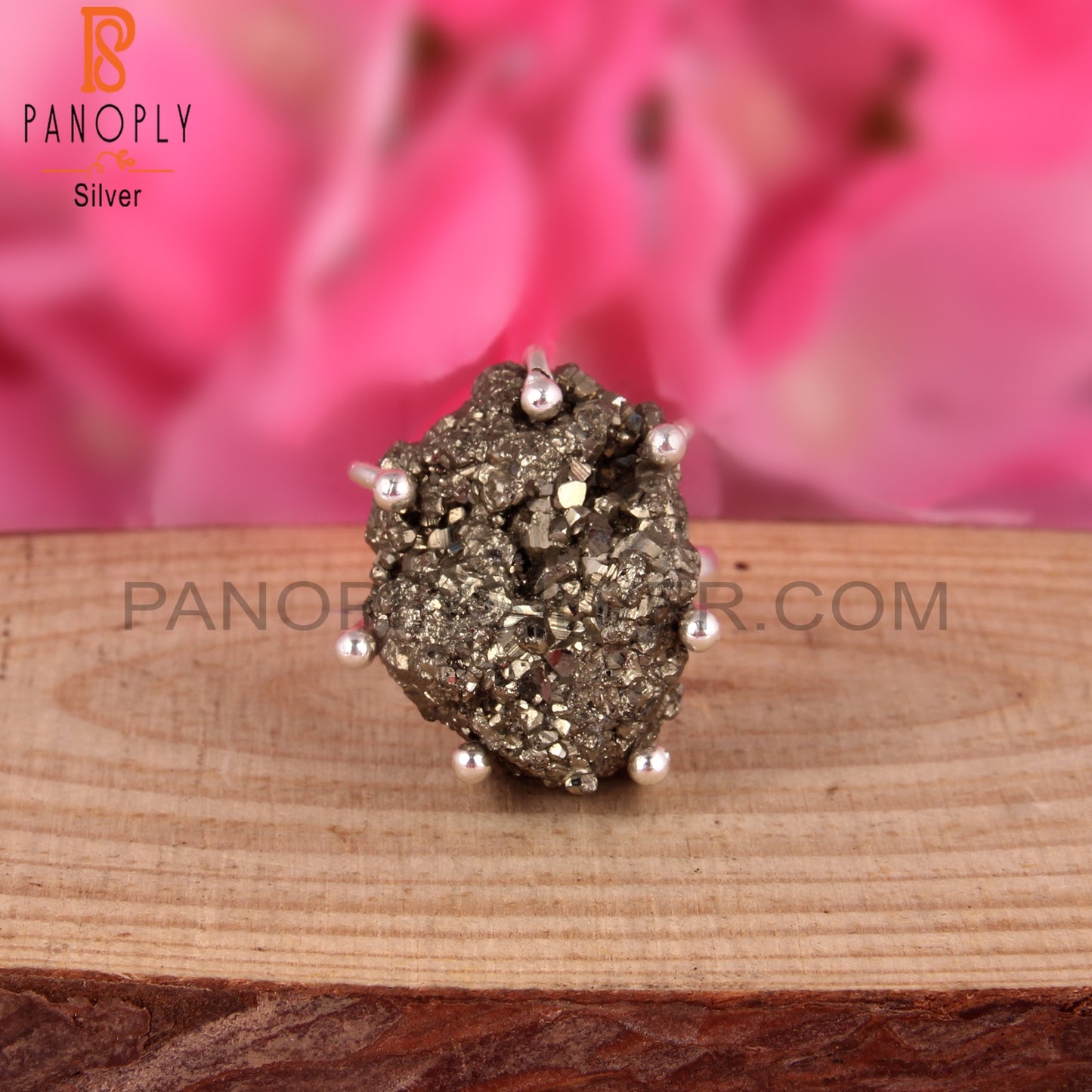 Pyrite 925 Sterling Silver Crown Ring