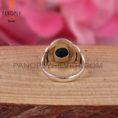 Mojave Copper Oyster Turquoise Round 925 Silver Gift Ring