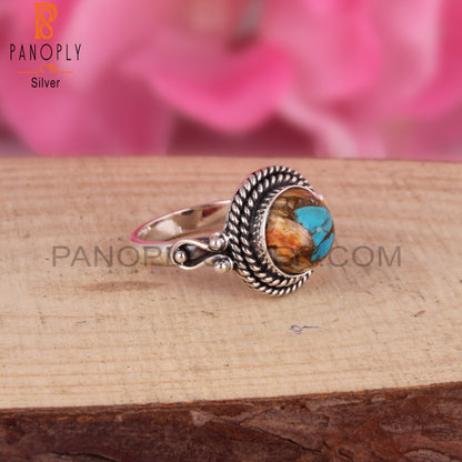 Mojave Copper Oyster Turquoise 925 Silver Ring