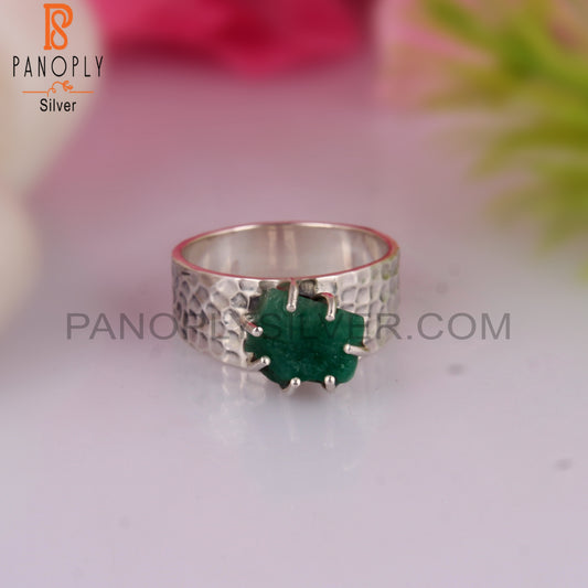 Emerald 925 Sterling Silver Band Ring