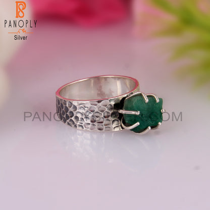 Emerald 925 Sterling Silver Band Ring
