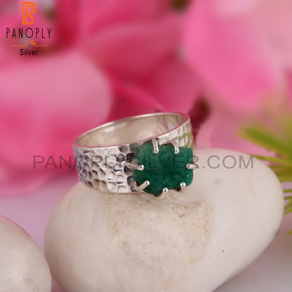 Emerald 925 Sterling Silver Band Ring