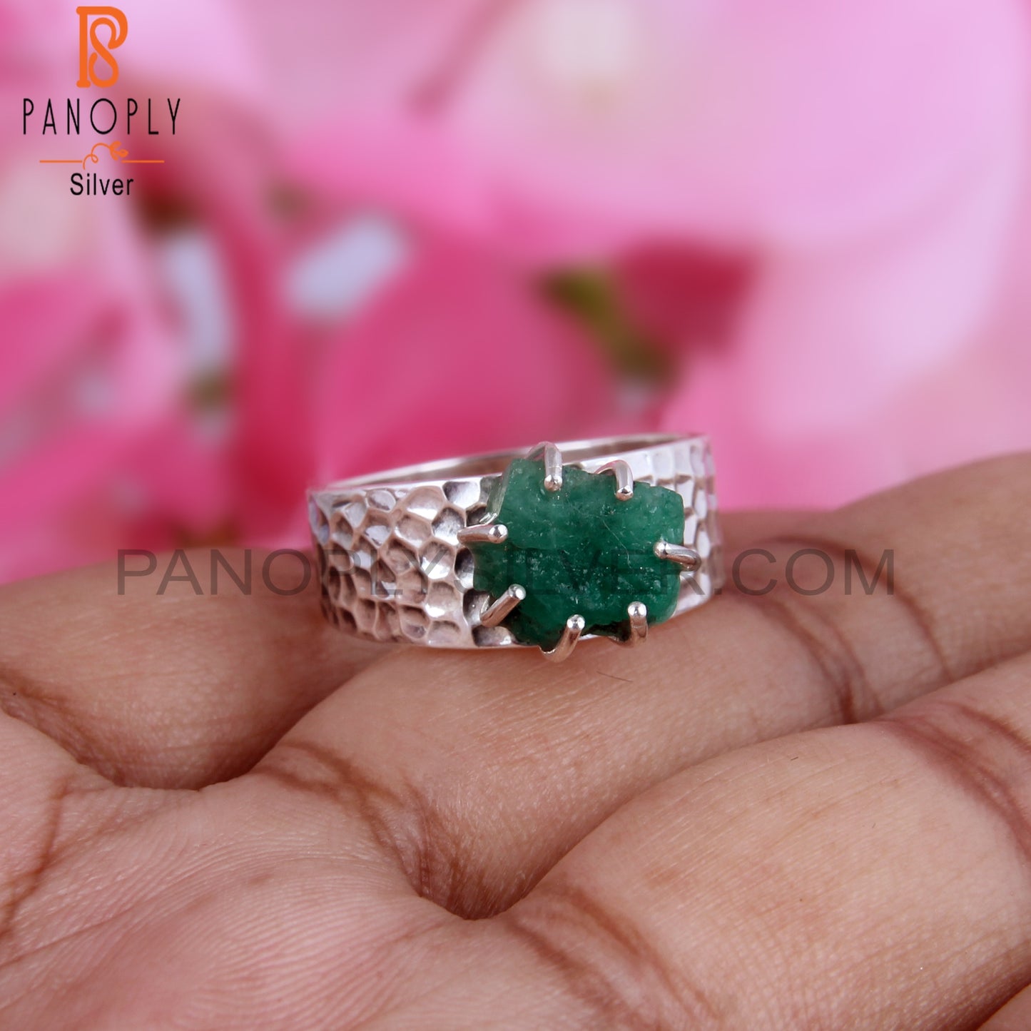 Emerald 925 Sterling Silver Band Ring