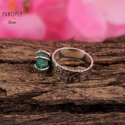 Emerald 925 Sterling Silver Band Ring
