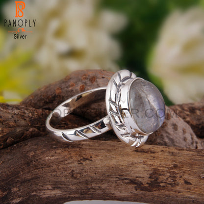 Doublet Labradorite Crystal Oval 925 Sterling Silver Ring