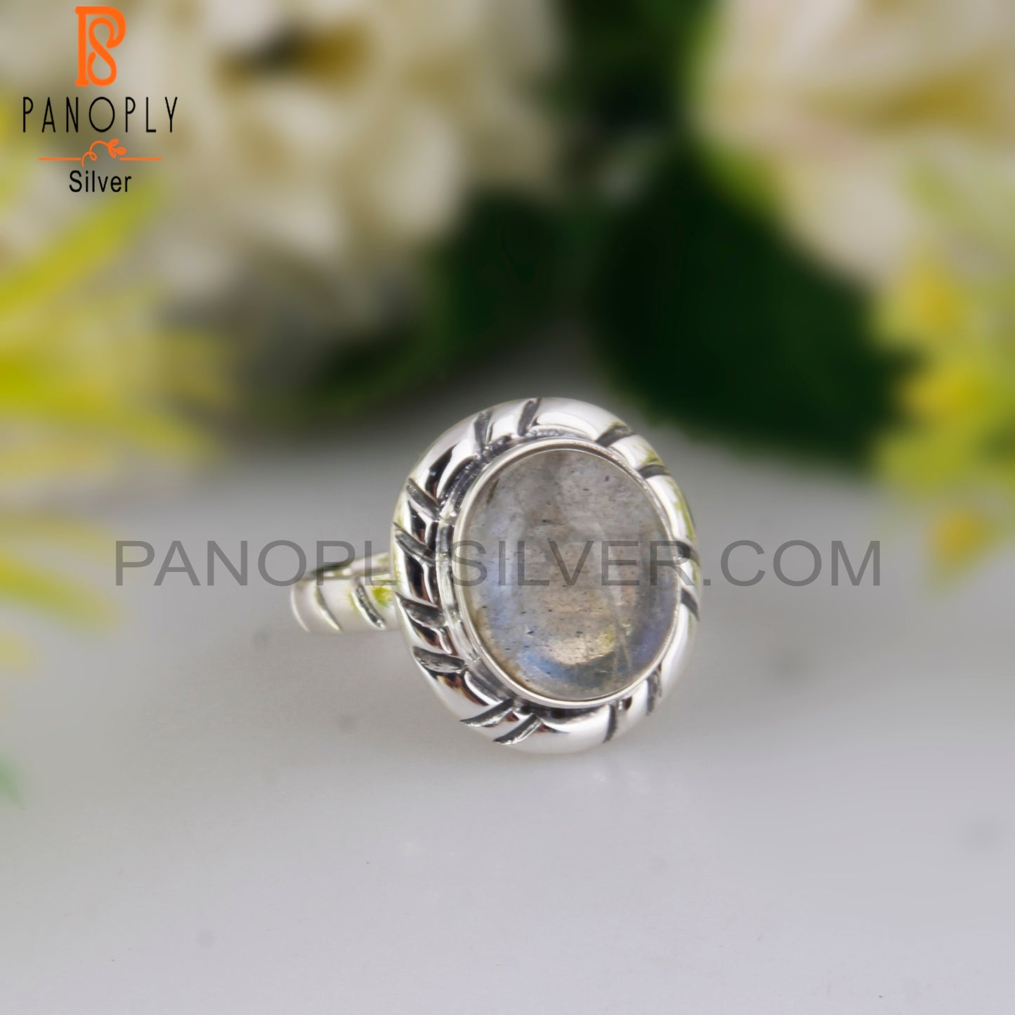 Doublet Labradorite Crystal Oval 925 Sterling Silver Ring