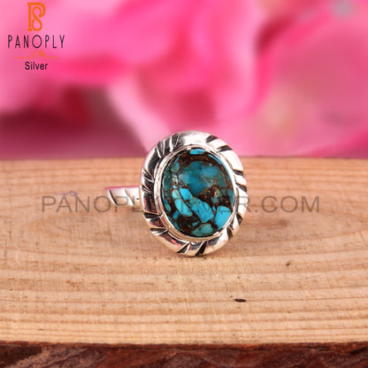 Classic Mojave Copper Turquoise Oval Sterling Silver Ring