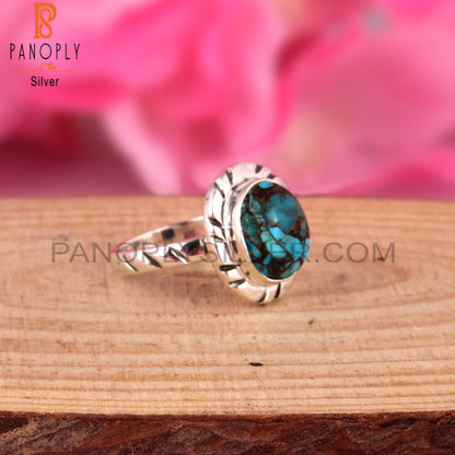 Classic Mojave Copper Turquoise Oval Sterling Silver Ring