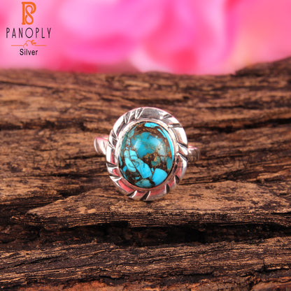 Classic Mojave Copper Turquoise Oval Sterling Silver Ring