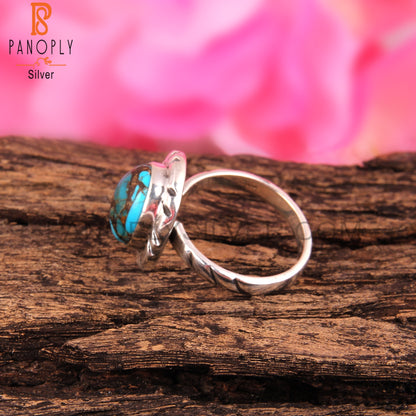 Classic Mojave Copper Turquoise Oval Sterling Silver Ring