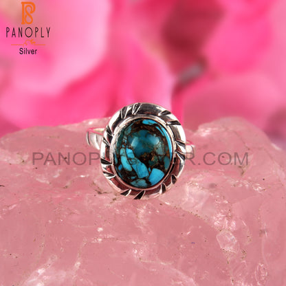 Classic Mojave Copper Turquoise Oval Sterling Silver Ring