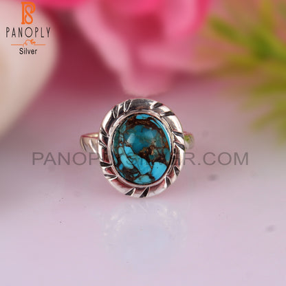 Classic Mojave Copper Turquoise Oval Sterling Silver Ring