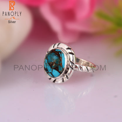 Classic Mojave Copper Turquoise Oval Sterling Silver Ring