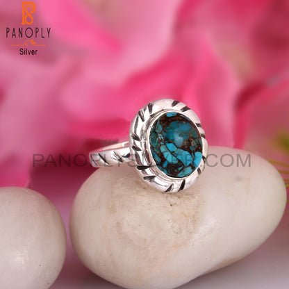 Classic Mojave Copper Turquoise Oval Sterling Silver Ring
