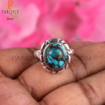 Classic Mojave Copper Turquoise Oval Sterling Silver Ring