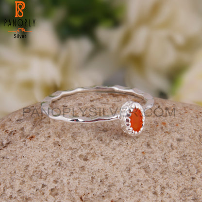 Carnelian Oval 925 Sterling Silver Ring