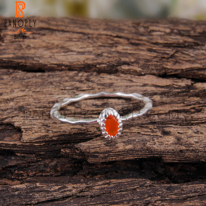 Carnelian Oval 925 Sterling Silver Ring