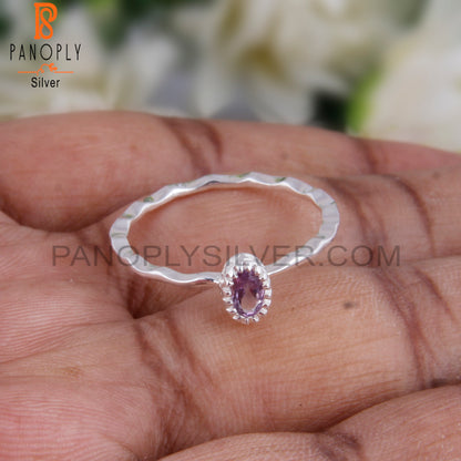 Pink Amethyst Oval 925 Sterling Silver Ring