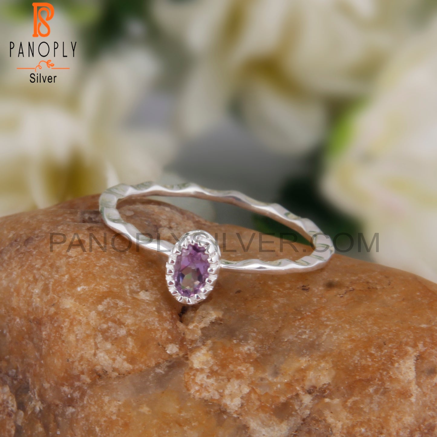 Pink Amethyst Oval 925 Sterling Silver Ring