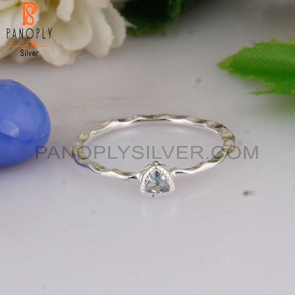 Blue Topaz Triangular 925 Sterling Silver Ring