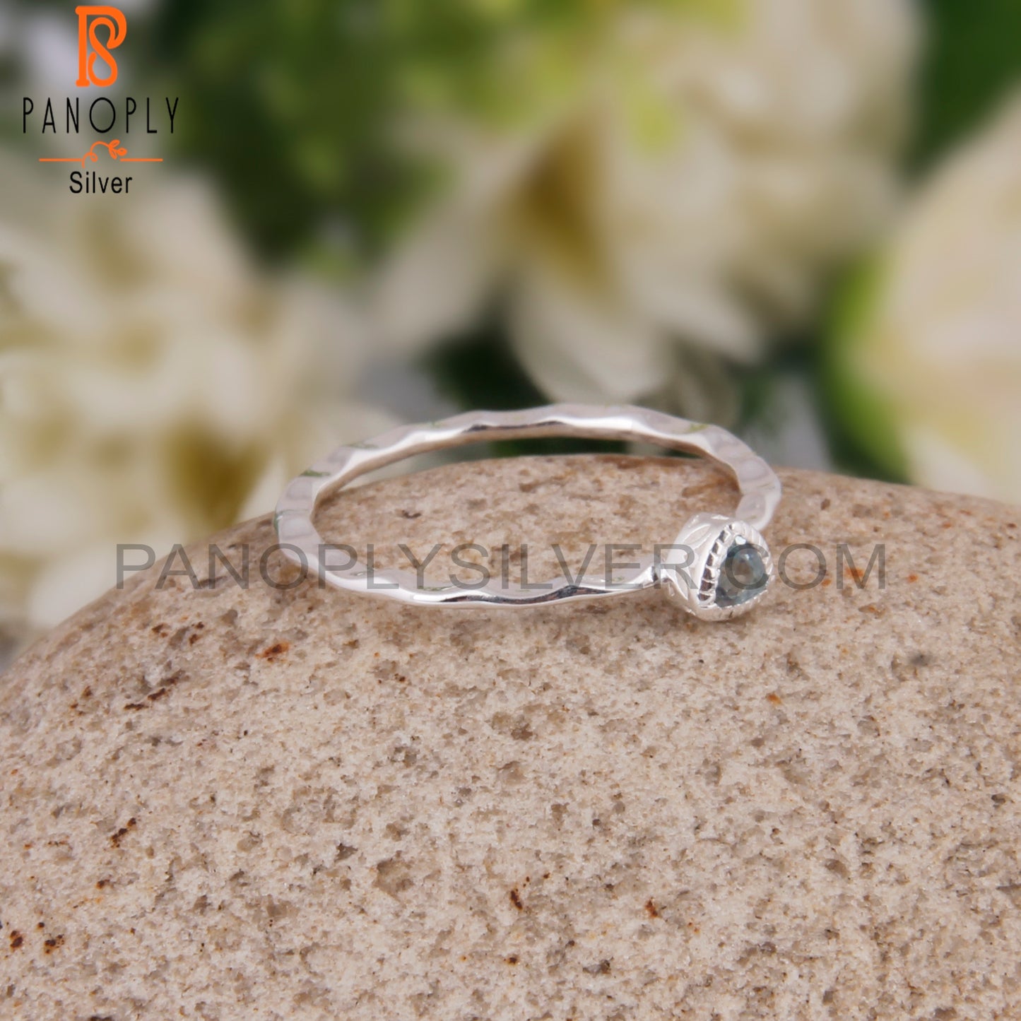 Blue Topaz Triangular 925 Sterling Silver Ring