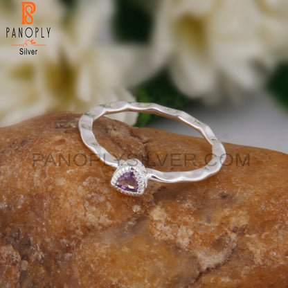 Pink Amethyst Triangular 925 Sterling Silver Ring