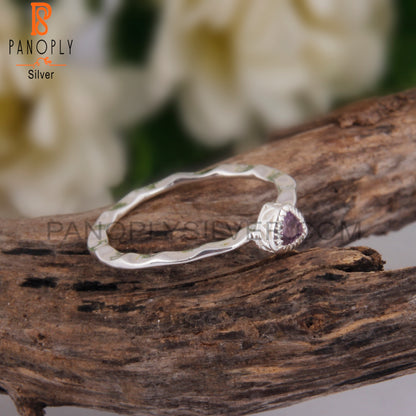 Pink Amethyst Triangular 925 Sterling Silver Ring