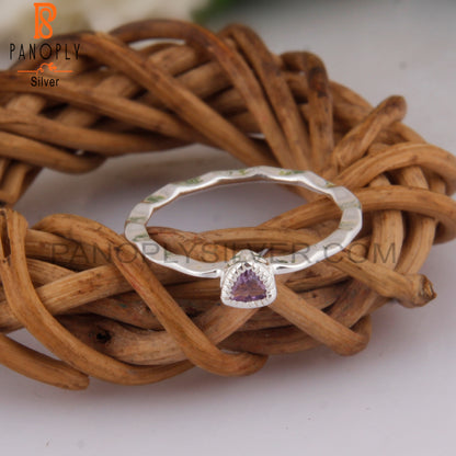 Pink Amethyst Triangular 925 Sterling Silver Ring