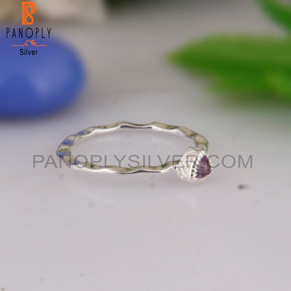 Pink Amethyst Triangular 925 Sterling Silver Ring