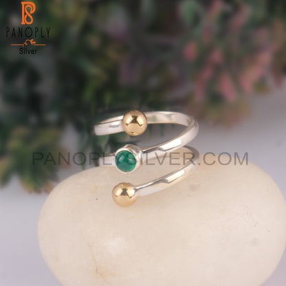 Green Onyx Round Sterling Silver Hypoallergenic Ring